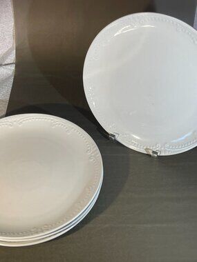 4 Gourmet Basics by MIKASA 11" Ivory Dinner Plates "SOFIA" (1547)